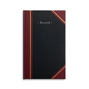 Staples Hard Journal, 7.25"W x 11.75"H, Black/Burgundy (217687)