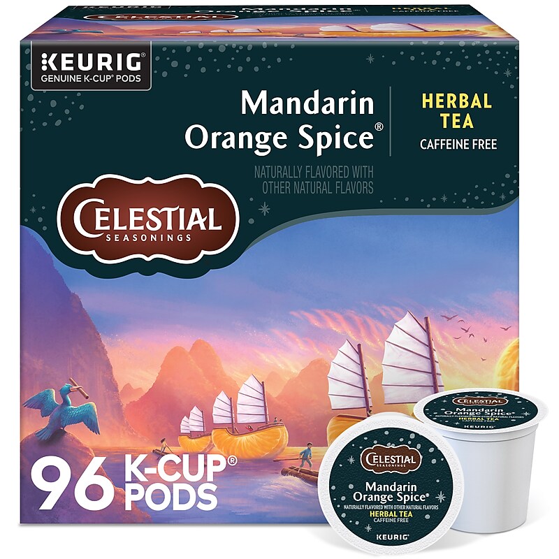 Celestial Seasonings Mandarin Orange Spice Tea, Keurig® K-Cup® Pods, 96/Carton (14735) image 1