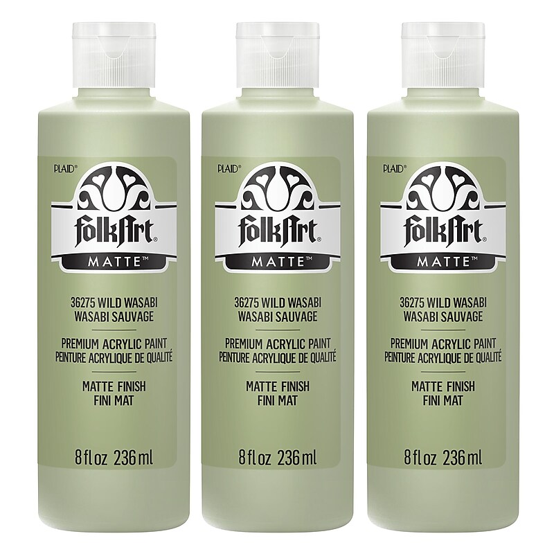 FolkArt Acrylic Paint Matte, 8oz., Wild Wasabi, 3/Pack (FLK36275-3) image 1