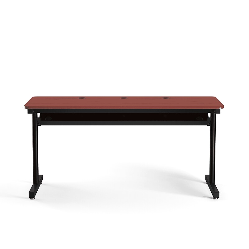 VersaDesk 60"W Basic Computer Table, Cherry/Black (BCT6024-BC) image 1