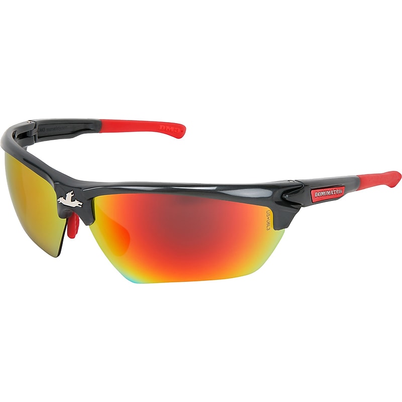MCR Safety Dominator DM3 Safety Glasses, Wraparound, Fire Mirror Lens (DM131R) image 1