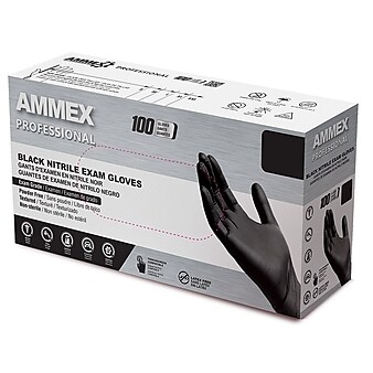 Ammex Professional Series Indigo Powder Free Nitrile Exam Gloves, Latex Free, Medium, 100/Box (AINPF44100)
