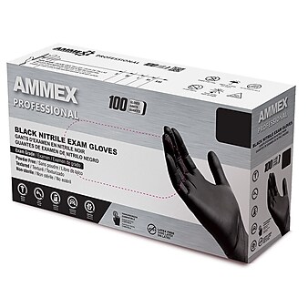 Ammex Professional Series Indigo Powder Free Nitrile Exam Gloves, Latex Free, Medium, 100/Box (AINPF44100)