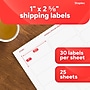 Staples Laser/Inkjet Address Labels, 1" x 2-5/8", White, 30 Labels/Sheet, 25 Sheets/Pack (ST18054-CC)~#|#~41E8E4B1-5EBC-449D-AA671D948CC3F71E_sc7