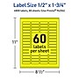 Avery Laser/Inkjet Rectangle Multipurpose Labels, 0.5" x 1.75", Neon Yellow, 4800/Box (94204)~#|#~41EAC21E-E6A9-4AA3-81C4A0A450237AD1_sc7