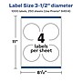 Avery Laser/Inkjet Round Multipurpose Labels, 3.5" Dia., White, 1000 Labels/Box (94514)~#|#~41ED9A0B-9A81-429F-90A0D841B4450153_sc7