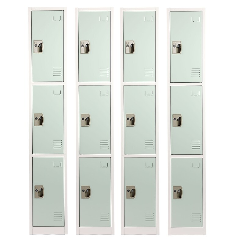 AdirOffice 72'' 3-Tier Misty Green Storage Locker, 4/Pack (ADI629-203-MGRN-PKG-4) image 1