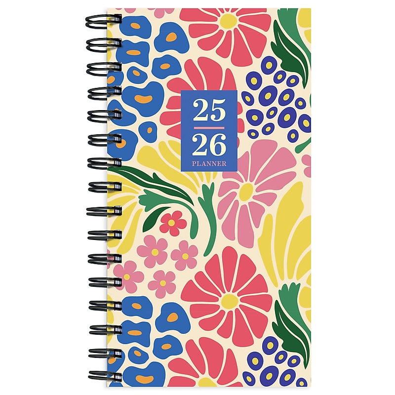 2025-2026 TF Publishing Floral Medley 3.5" x 6.5" Academic Year Weekly & Monthly Planner, Paperboard Cover, Multicolored image 1