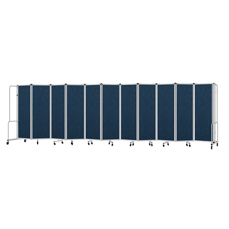 National Public Seating Robo Series 11-Panel Folding Mobile Room Divider, 72"H x 256"W, Blue Fabric (RDG6-11PT04) image 1