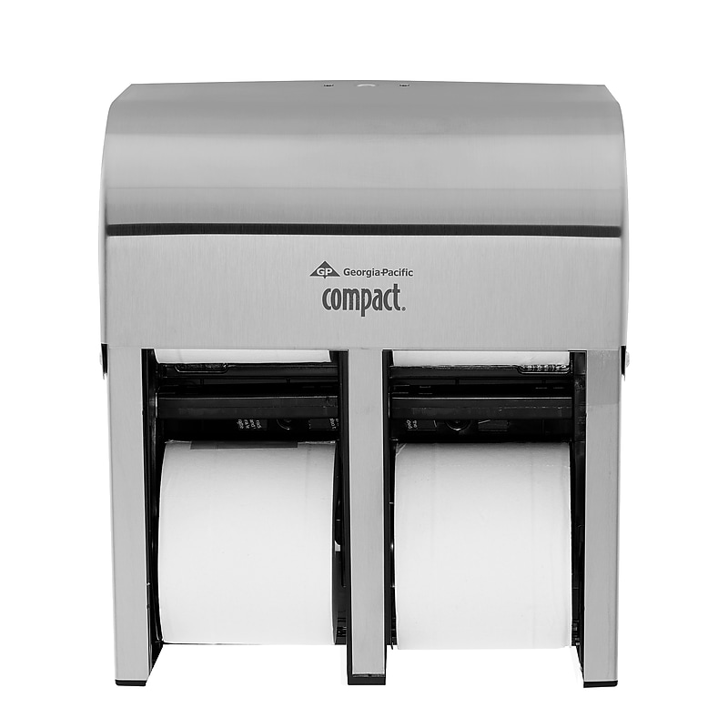 Compact 4-Roll Quad Coreless Toilet Paper Dispenser by GP PRO, Stainless Steel (56748) image 1