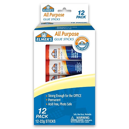 Elmer's AllPurpose Jumbo Washable Glue Sticks, 0.77 oz., White, 12