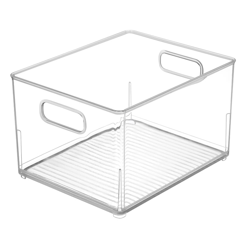 iDESIGN Small Stackable Plastic Storage Bin, Clear (03640) image 1