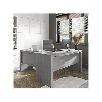 Office by kathy ireland® Echo 60"W L-Shaped Bow Front Desk, Modern Gray (ECH025MG)