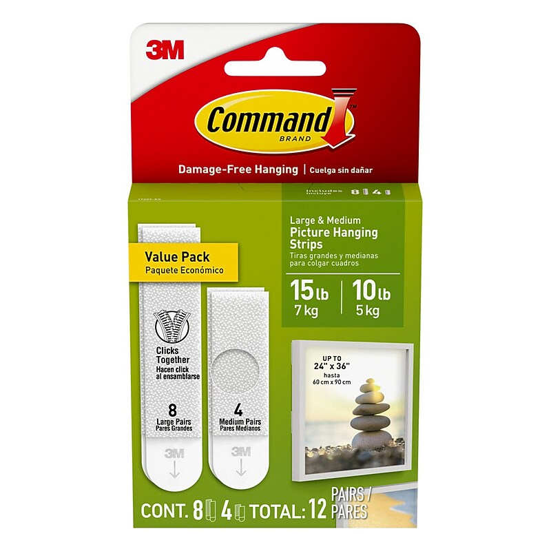 Command Assorted Size Picture Hanging Strips, 12 Pairs/Pack (17209-ES) image 1