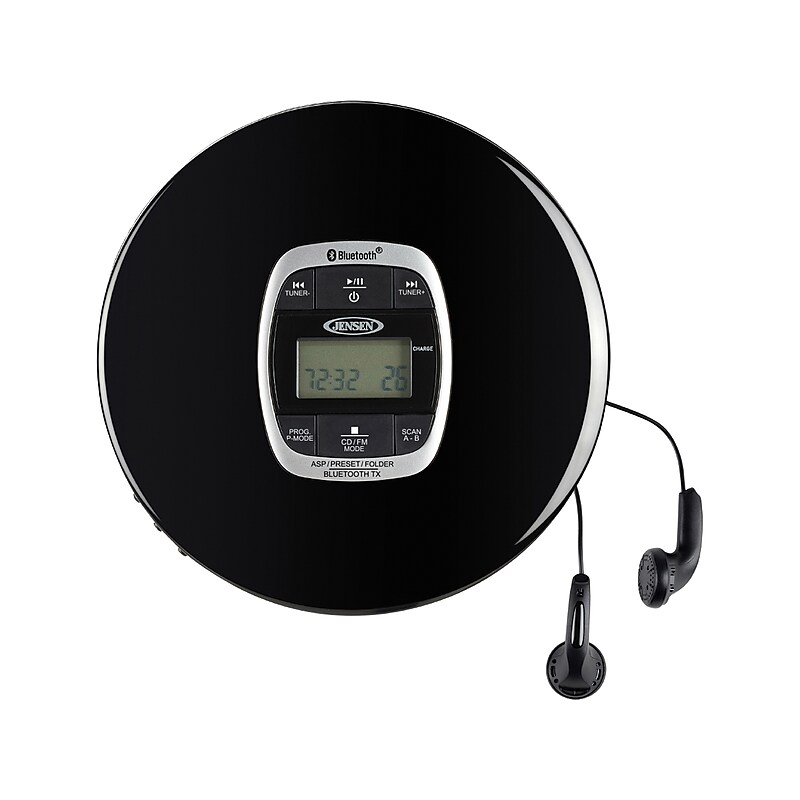 Jensen Wireless Bluetooth CD Player with Digital FM Radio and Bass Boost, Black (CD-60R-BT) image 1