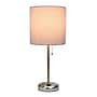 Simple Designs 19.50" LED Table Lamp with Charging Outlet, Grey (LT2024-GRY)~#|#~42327CF8-1349-42F4-9481C527F2AC61B3_sc7