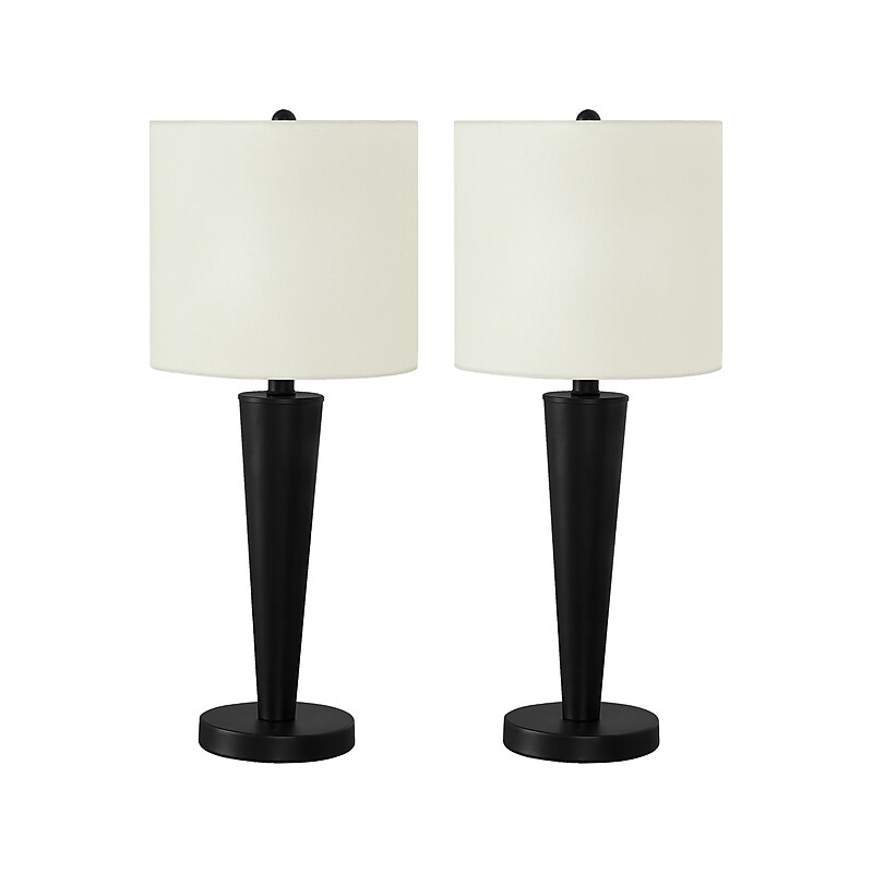 Monarch Specialties Inc. Incandescent Table Lamp, Matte Black/Ivory, 2/Set (I 9643) image 1