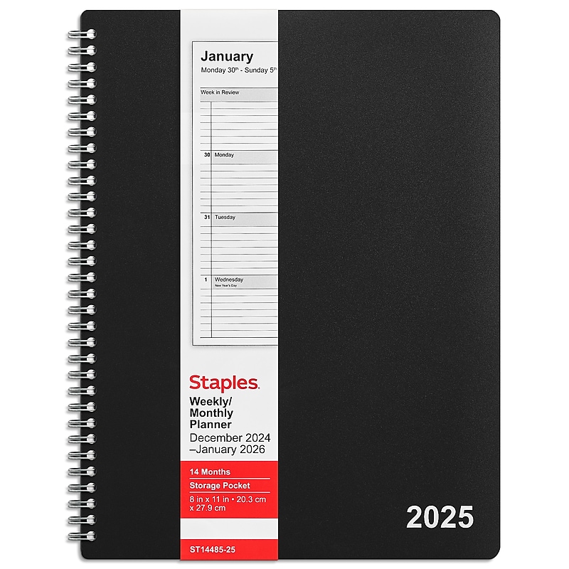 2025 Staples 8" x 11" Weekly & Monthly Planner, Assorted Colors (ST14485-25) image 1