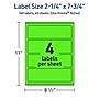 Avery Laser/Inkjet Multipurpose Rectangle Labels, 2.25" x 7.75", Neon Green, 160/Pack (94244)~#|#~425226FC-68E5-424D-BFD83824404FD3F4_sc7