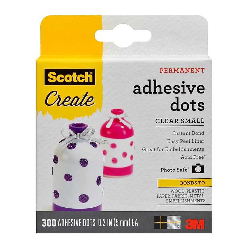 Scotch Permanent Adhesive Dots, Clear, 300/Pack (010-300S-CFT) image 1