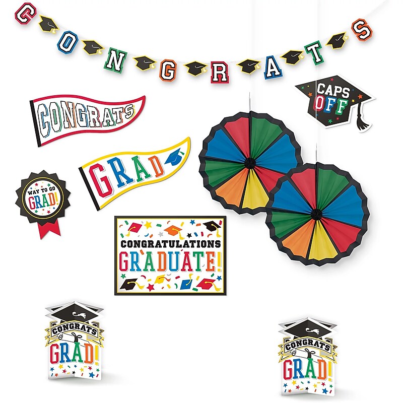 Party City Congrats Grad Decorating Kit, 10/Pack (AM244740-PC) image 1