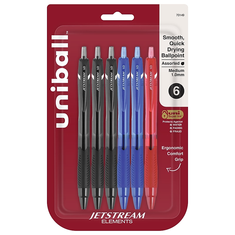 uni-ball Jetsream Elements Ballpoint Pens, Medium Point, 1.0mm, Assorted Ink, 6/Pack (70149) image 1