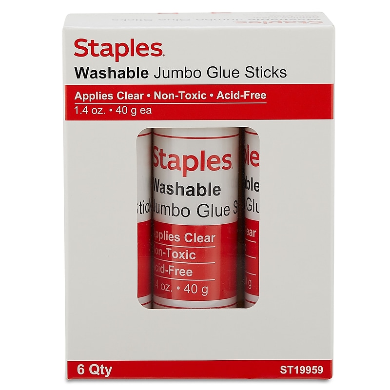 Staples® Washable Glue Sticks, 1.4 oz., Clear, 6/Pack (ST19959/19959) image 1