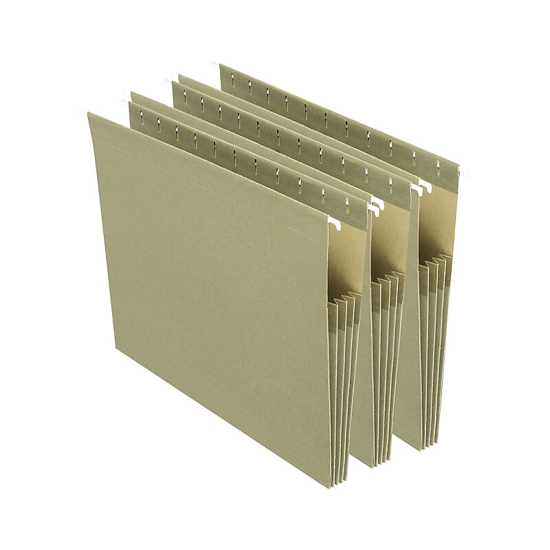 Staples Hanging File Pockets, 3.5" Expansion, Staight Cut, Letter Size, Standard Green, 4/Box (ST260828-CC) image 1