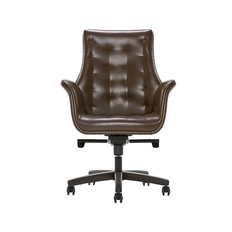 Thomasville Furniture Brooks Ergonomic Bonded Leather Swivel Executive Chair, Brown (51493-BRN) image 1