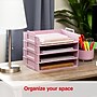 Staples Plastic Side Loading Stackable Letter Tray, Letter Size, Dusty Pink, 4/Pack (ST63888)~#|#~42745E96-8528-4595-89905C059D21FED1_sc7