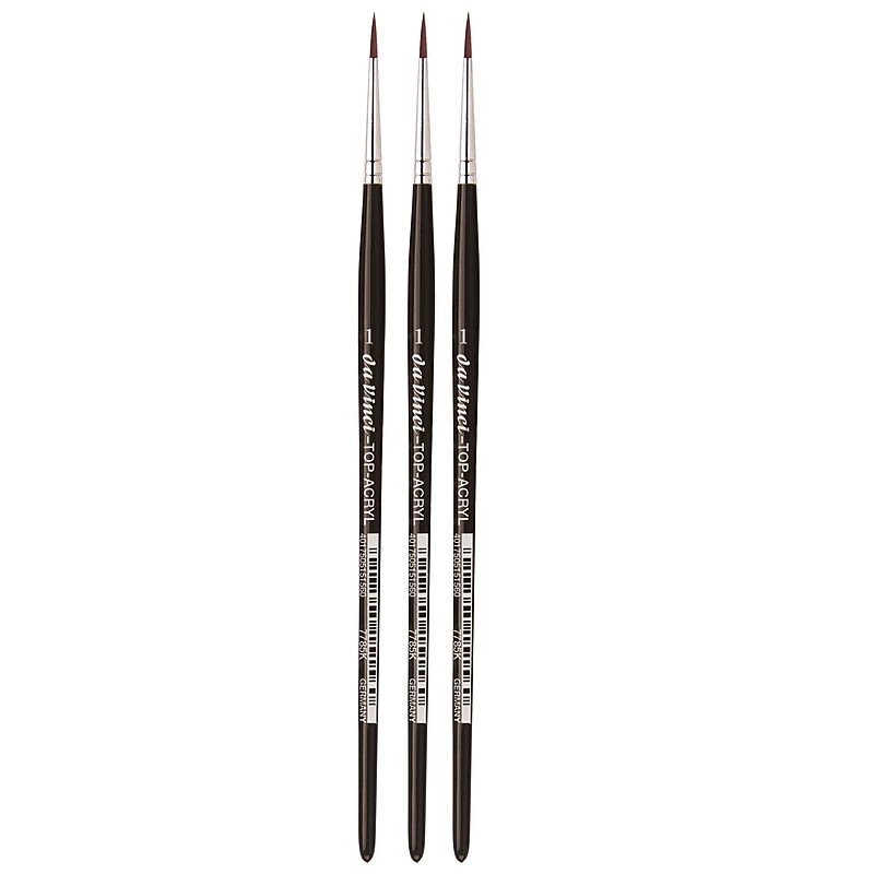 da Vinci TOP-ACRYL Oil and Acrylic Synthetic Bristle Red-Brown Round Brush, 3 Brushes/Pack (DVXVA7785K1-3) image 1