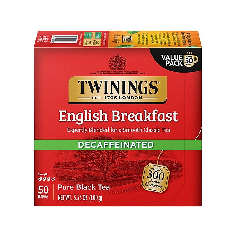Twinings Decaf English Breakfast Black Tea Bags, 50/Box (TNA36534) image 1