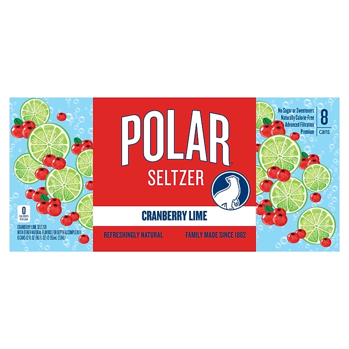 Polar Cranberry Lime Seltzer Water, 12 oz., 8 Cans/Box, 3 Boxes