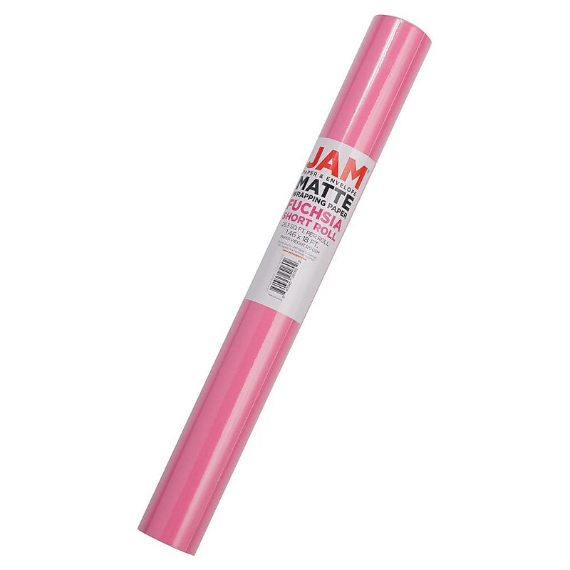 JAM Paper Short Mini Roll Wrapping Paper, 26.3 sq. ft., Fuchsia Pink, 2/Pack(277013531263a) image 1