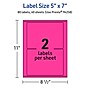 Avery Laser/Inkjet Rectangle Multipurpose Labels, 5" x 7", Neon Magenta, 80/Pack (94258)~#|#~4278A884-A703-4020-8F107086A594E09D_sc7