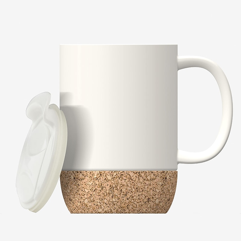 ASOBU Ceramic Travel Mug with Cork Base, 12 oz., White (SM50W) image 1