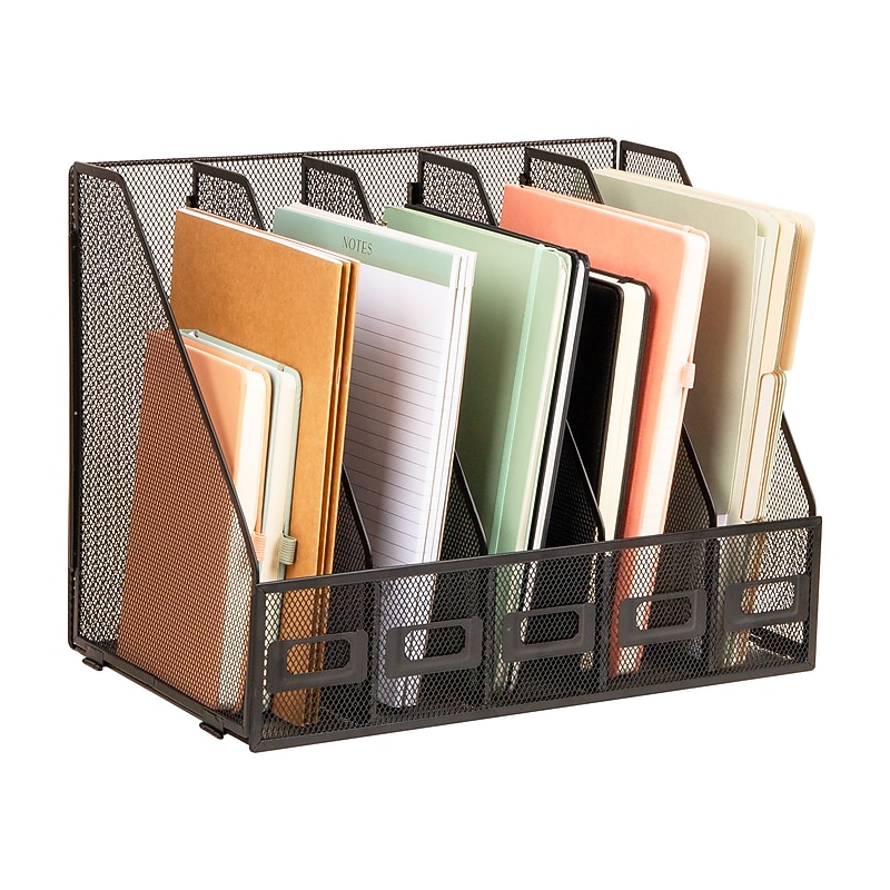 Mind Reader 5-Compartment Metal File Organizer, Black (JMAG5C-BLK) image 1