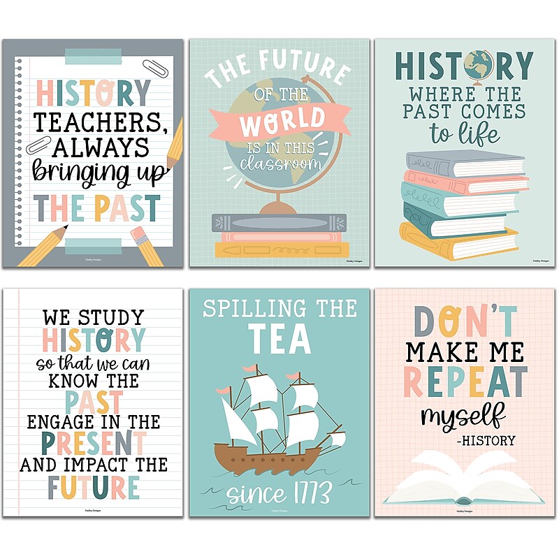 Hadley Designs 11" x 14" Boho History Bulletin Board Classroom Decor Posters, 6/Set (HDDX004BE8MKR) image 1
