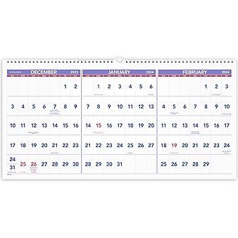 2024 AT-A-GLANCE 24" x 12" Three-Month Wall Calendar (PM14-28-24)
