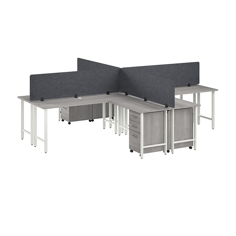 Bush Business Furniture Hustle 30"H x 72"W 4 Person L-Shaped Cubicle Workstation, Platinum Gray (HUS017PGSU) image 1