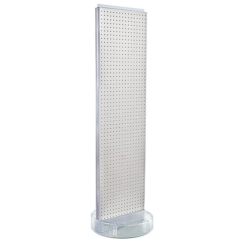 Azar Displays 60” x 16” Two-Sided Pegboard Floor Display On a Revolving Round Studio Base, White (700780-WHT) image 1
