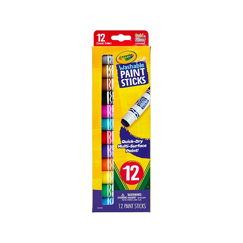 Crayola Washable Paint Sticks, Assorted Colors, 12/Pack (546211) image 1