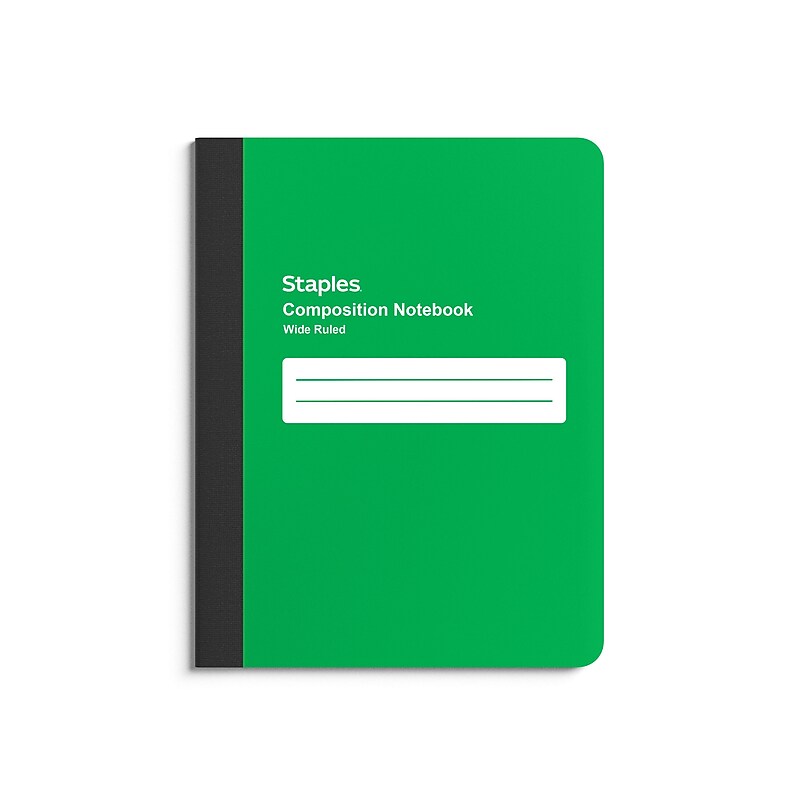 Staples Poly Composition Notebook, 7.5" x 9.75", Wide Ruled, 80 Sheets, Green (ST55085) image 1