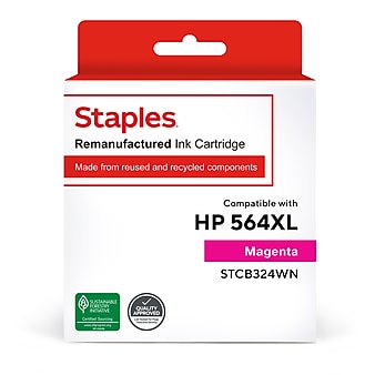 Staples Remanufactured Magenta High Yield Ink Cartridge Replacement for HP 564XL (TRCB324WN/STCB324WN)