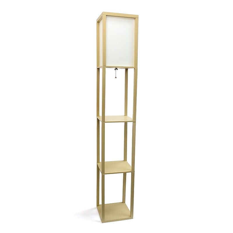 Simple Designs Etagere Organizer 62.5" Floor Lamp with Rectangular Shade, Tan (LF1014-TAN-CCLB) image 1