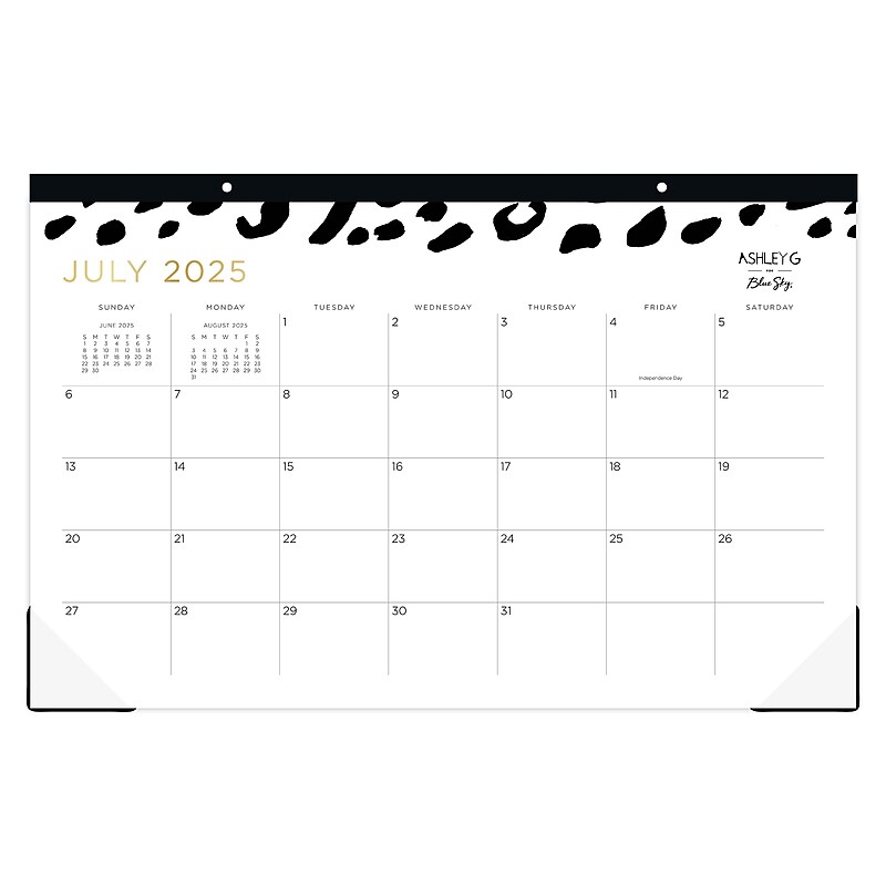 2025-2026 Blue Sky Ashley G Leopard 11" x 17" Academic Monthly Desk Pad Calendar, Black/White (149048-A26) image 1