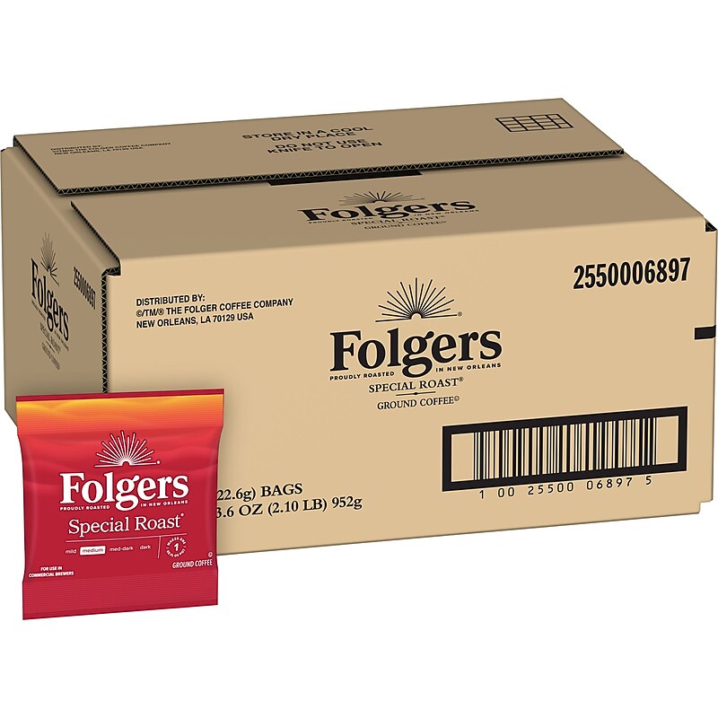 Folgers Special Roast Ground Coffee Packet, Medium Roast, 0.8 oz., 42/Carton (PRO06897) image 1
