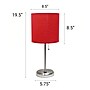Creekwood Home Oslo Duo 19.5" LED Table Lamp with USB Port, Brushed Steel/Red Shade, 2/Set (CWT-2012-RE-2PK)~#|#~42D92BCD-FCAA-4747-80BD3FA1EBE265A0_sc7