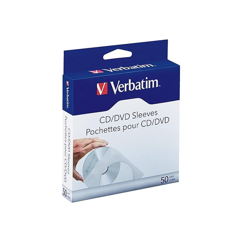 Verbatim Sleeve for CD/DVD, White, 50/Box  (70126) image 1