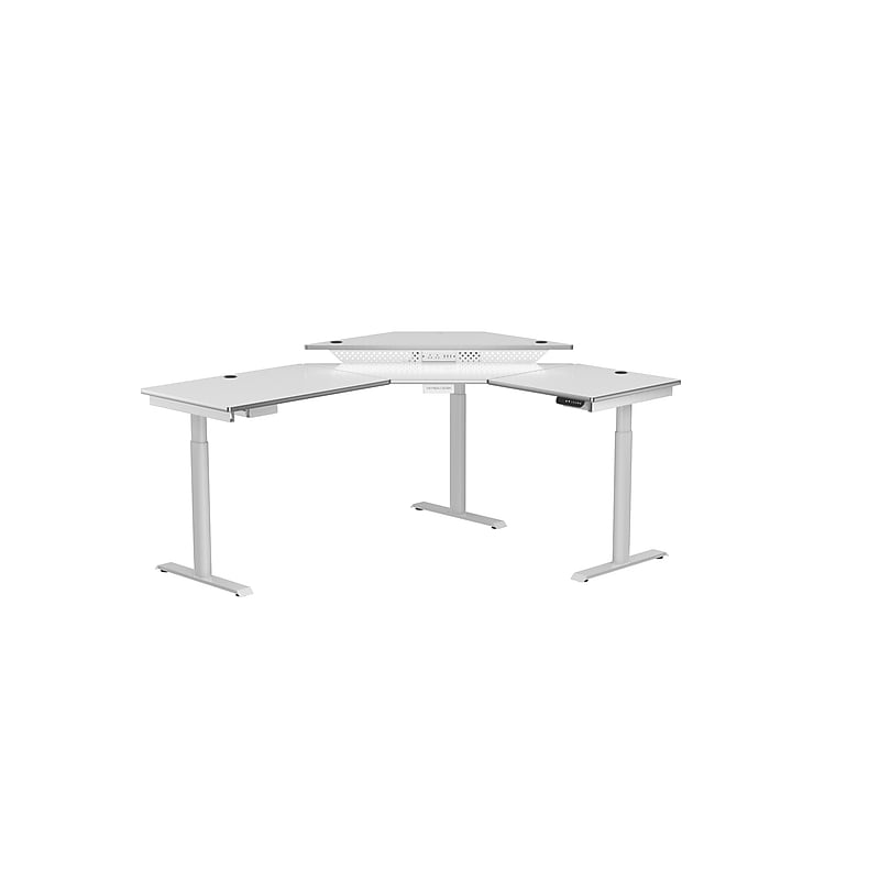 VersaDesk PowerLift 60"W Electric Corner Adjustable Standing Desk, White (PLCSD7260-WW-APP) image 1